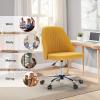 imageSweetcrispy Armless Office Chair Cute Desk Chair Modern Fabric Home Office Desk Chairs with Wheels Adjustable Swivel Task Computer Vanity Chair for Small SpacesGolden