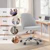 imageSweetcrispy Armless Office Chair Cute Desk Chair Modern Fabric Home Office Desk Chairs with Wheels Adjustable Swivel Task Computer Vanity Chair for Small SpacesPale Gray