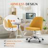 imageSweetcrispy Armless Office Chair Cute Desk Chair Modern Fabric Home Office Desk Chairs with Wheels Adjustable Swivel Task Computer Vanity Chair for Small SpacesGolden
