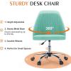 imageSweetcrispy Armless Office Chair Cute Desk Chair Modern Fabric Home Office Desk Chairs with Wheels Adjustable Swivel Task Computer Vanity Chair for Small SpacesTeal