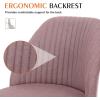 imageSweetcrispy Armless Office Chair Cute Desk Chair Modern Fabric Home Office Desk Chairs with Wheels Adjustable Swivel Task Computer Vanity Chair for Small SpacesLight Pink