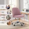 imageSweetcrispy Armless Office Chair Cute Desk Chair Modern Fabric Home Office Desk Chairs with Wheels Adjustable Swivel Task Computer Vanity Chair for Small SpacesLight Pink