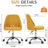 imageSweetcrispy Armless Office Chair Cute Desk Chair Modern Fabric Home Office Desk Chairs with Wheels Adjustable Swivel Task Computer Vanity Chair for Small SpacesGolden