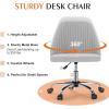 imageSweetcrispy Armless Office Chair Cute Desk Chair Modern Fabric Home Office Desk Chairs with Wheels Adjustable Swivel Task Computer Vanity Chair for Small SpacesPale Gray