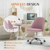 imageSweetcrispy Armless Office Chair Cute Desk Chair Modern Fabric Home Office Desk Chairs with Wheels Adjustable Swivel Task Computer Vanity Chair for Small SpacesLight Pink