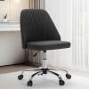 imageSweetcrispy Armless Office Chair Cute Desk Chair Modern Fabric Home Office Desk Chairs with Wheels Adjustable Swivel Task Computer Vanity Chair for Small SpacesCharcoal Gray