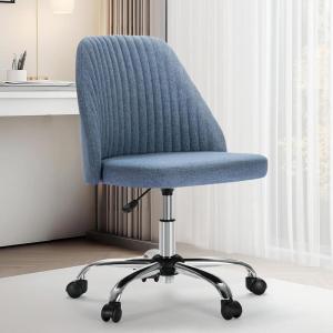 imageSweetcrispy Armless Office Chair Cute Desk Chair Modern Fabric Home Office Desk Chairs with Wheels Adjustable Swivel Task Computer Vanity Chair for Small SpacesSky Blue