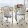 imageSweetcrispy Home Office Drafting Chair  Ergonomic High Stool Computer with Adjustable Height and Comfy Lumbar Support Tall Rolling Task for Standing Desk with Fixed Arm and Footrest BlackLight Grey