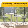 imageSweetcrispy Home Office Drafting Chair  Ergonomic High Stool Computer with Adjustable Height and Comfy Lumbar Support Tall Rolling Task for Standing Desk with Fixed Arm and Footrest BlackLight Grey