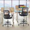 imageSweetcrispy Home Office Drafting Chair  Ergonomic High Stool Computer with Adjustable Height and Comfy Lumbar Support Tall Rolling Task for Standing Desk with Fixed Arm and Footrest BlackDark Black