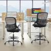 imageSweetcrispy Home Office Drafting Chair  Ergonomic High Stool Computer with Adjustable Height and Comfy Lumbar Support Tall Rolling Task for Standing Desk with Fixed Arm and Footrest BlackDark Black