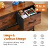 imageSweetcrispy Dresser for Bedroom TV Stand Fabric Dresser with 7 Drawers Dresser Chest of Drawers Organizer Wood Tabletop Dresser for Closet Living Room Entryway BlackRust Brown