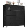 imageSweetcrispy Dresser for Bedroom TV Stand Fabric Dresser with 7 Drawers Dresser Chest of Drawers Organizer Wood Tabletop Dresser for Closet Living Room Entryway BlackBlack