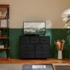 imageSweetcrispy Dresser for Bedroom TV Stand Fabric Dresser with 7 Drawers Dresser Chest of Drawers Organizer Wood Tabletop Dresser for Closet Living Room Entryway BlackBlack