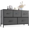 imageSweetcrispy Dresser for Bedroom TV Stand Fabric Dresser with 7 Drawers Dresser Chest of Drawers Organizer Wood Tabletop Dresser for Closet Living Room Entryway BlackGrey