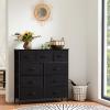 imageSweetcrispy Dresser for Bedroom TV Stand Fabric Dresser with 7 Drawers Dresser Chest of Drawers Organizer Wood Tabletop Dresser for Closet Living Room Entryway BlackBlack