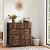 imageSweetcrispy Dresser for Bedroom TV Stand Fabric Dresser with 7 Drawers Dresser Chest of Drawers Organizer Wood Tabletop Dresser for Closet Living Room Entryway BlackRust Brown