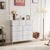 imageSweetcrispy Dresser for Bedroom TV Stand Fabric Dresser with 7 Drawers Dresser Chest of Drawers Organizer Wood Tabletop Dresser for Closet Living Room Entryway BlackWhite