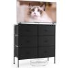 imageSweetcrispy Dresser for Bedroom TV Stand Fabric Dresser with 7 Drawers Dresser Chest of Drawers Organizer Wood Tabletop Dresser for Closet Living Room Entryway BlackBlack