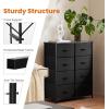 imageSweetcrispy Dresser for Bedroom TV Stand Fabric Dresser with 7 Drawers Dresser Chest of Drawers Organizer Wood Tabletop Dresser for Closet Living Room Entryway BlackBlack