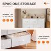 imageSweetcrispy Dresser for Bedroom TV Stand Fabric Dresser with 7 Drawers Dresser Chest of Drawers Organizer Wood Tabletop Dresser for Closet Living Room Entryway BlackWhite