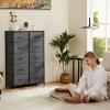 imageSweetcrispy Dresser for Bedroom TV Stand Fabric Dresser with 7 Drawers Dresser Chest of Drawers Organizer Wood Tabletop Dresser for Closet Living Room Entryway BlackGrey