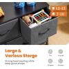 imageSweetcrispy Dresser for Bedroom TV Stand Fabric Dresser with 7 Drawers Dresser Chest of Drawers Organizer Wood Tabletop Dresser for Closet Living Room Entryway BlackGrey