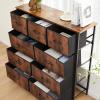 imageSweetcrispy Dresser for Bedroom TV Stand Fabric Dresser with 7 Drawers Dresser Chest of Drawers Organizer Wood Tabletop Dresser for Closet Living Room Entryway BlackRust Brown