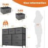 imageSweetcrispy Dresser for Bedroom TV Stand Fabric Dresser with 7 Drawers Dresser Chest of Drawers Organizer Wood Tabletop Dresser for Closet Living Room Entryway BlackDark Grey
