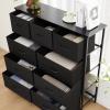 imageSweetcrispy Dresser for Bedroom TV Stand Fabric Dresser with 7 Drawers Dresser Chest of Drawers Organizer Wood Tabletop Dresser for Closet Living Room Entryway BlackBlack