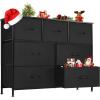 imageSweetcrispy Dresser for Bedroom TV Stand Fabric Dresser with 7 Drawers Dresser Chest of Drawers Organizer Wood Tabletop Dresser for Closet Living Room Entryway BlackBlack