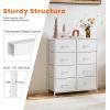 imageSweetcrispy Dresser for Bedroom TV Stand Fabric Dresser with 7 Drawers Dresser Chest of Drawers Organizer Wood Tabletop Dresser for Closet Living Room Entryway BlackWhite