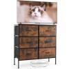 imageSweetcrispy Dresser for Bedroom TV Stand Fabric Dresser with 7 Drawers Dresser Chest of Drawers Organizer Wood Tabletop Dresser for Closet Living Room Entryway BlackRust Brown