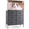 imageSweetcrispy Dresser for Bedroom TV Stand Fabric Dresser with 7 Drawers Dresser Chest of Drawers Organizer Wood Tabletop Dresser for Closet Living Room Entryway BlackGrey