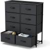 imageSweetcrispy Dresser for Bedroom TV Stand Fabric Dresser with 7 Drawers Dresser Chest of Drawers Organizer Wood Tabletop Dresser for Closet Living Room Entryway BlackBlack