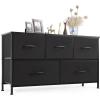 imageSweetcrispy Dresser for Bedroom TV Stand Fabric Dresser with 7 Drawers Dresser Chest of Drawers Organizer Wood Tabletop Dresser for Closet Living Room Entryway BlackBlack