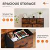 imageSweetcrispy Dresser for Bedroom TV Stand Fabric Dresser with 7 Drawers Dresser Chest of Drawers Organizer Wood Tabletop Dresser for Closet Living Room Entryway BlackRust Brown