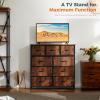 imageSweetcrispy Dresser for Bedroom TV Stand Fabric Dresser with 7 Drawers Dresser Chest of Drawers Organizer Wood Tabletop Dresser for Closet Living Room Entryway BlackRust Brown