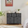 imageSweetcrispy Dresser for Bedroom TV Stand Fabric Dresser with 7 Drawers Dresser Chest of Drawers Organizer Wood Tabletop Dresser for Closet Living Room Entryway BlackDark Grey