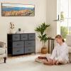 imageSweetcrispy Dresser for Bedroom TV Stand Fabric Dresser with 7 Drawers Dresser Chest of Drawers Organizer Wood Tabletop Dresser for Closet Living Room Entryway BlackDark Grey