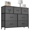imageSweetcrispy Dresser for Bedroom TV Stand Fabric Dresser with 7 Drawers Dresser Chest of Drawers Organizer Wood Tabletop Dresser for Closet Living Room Entryway BlackDark Grey