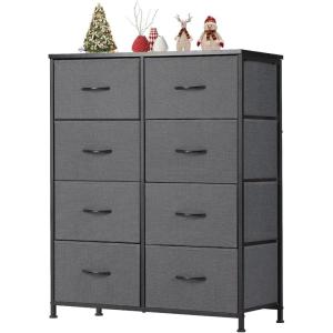 imageSweetcrispy Dresser for Bedroom TV Stand Fabric Dresser with 7 Drawers Dresser Chest of Drawers Organizer Wood Tabletop Dresser for Closet Living Room Entryway BlackGrey