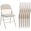 image:imageSweetcrispy Folding Chair 12 Pack Leather Padded Folding Chairs Sturdy Metal Foldable Chairs Easy to Use and Store Outdoor and Indoor for Home Office Party ComfyKahki