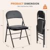 image:imageSweetcrispy Folding Chair 12 Pack Leather Padded Folding Chairs Sturdy Metal Foldable Chairs Easy to Use and Store Outdoor and Indoor for Home Office Party ComfyBlack