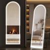 image:imageSweetcrispy Full Length Mirror with LED Lights 61x17 Lighted Floor Mirror with Dimming amp 3 Color Lighting Stand for Bedroom Dressing RoomArched