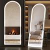 image:imageSweetcrispy Full Length Mirror with LED Lights 61x17 Lighted Floor Mirror with Dimming amp 3 Color Lighting Stand for Bedroom Dressing RoomArched