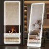 image:imageSweetcrispy Full Length Mirror with LED Lights 61x17 Lighted Floor Mirror with Dimming amp 3 Color Lighting Stand for Bedroom Dressing RoomRectangular