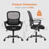 image:imageSweetcrispy Home Office Computer Desk Chair Ergonomic Managerial Executive MidBack Mesh Rolling Work Swivel Chairs with Wheels Comfortable Lumbar Support Comfy Arms for Bedroom Study Student