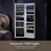image:imageSweetcrispy Jewelry Cabinet Organizer Wall or Door Mounted 472inch Jewelry Armoire with FullLength Mirror 6 LEDs Lockable Jewelry Storage Large Capacity Storage White