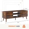 image:imageSweetcrispy TV Stand for 55 60 inch TV Modern Mid Century Entertainment Center with Storage Media Console Table 2 Cabinet Soft Hinge Handle Door Wooden Living Room Office Furniture BlackRustic Brown